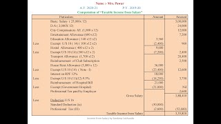 3 Income Tax  Income from Salary  Problem and Solution Problem No 1 [upl. by Tesler407]