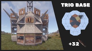 RUST  Bunker Trio Base  32 Rockets [upl. by Ynafets418]