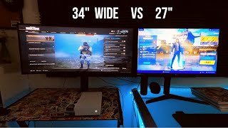 LG 34 Wide vs LG 27 inch IPS Monitor on Xbox and PS4 Console  LG 34GN850 vs LG 27GL850 [upl. by Uamak344]