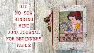 DIY NO SEW BINDING Mini Junk Journal For Beginners  Part 2Digital Collage Club DT Project [upl. by Llednahc]