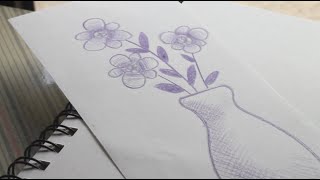 PENCIL  Simple Flower amp Vase  Basic Shading Techniques [upl. by Kokaras]