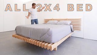 DIY Platform Bed Made from ONLY 2x4s  Modern Builds [upl. by Akeylah]