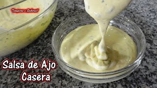 SALSA DE AJO Casera  receta rápida  Castellano [upl. by Reiners]