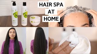 How to Do Hair Spa at Home Plum Goodness Olive amp Macadamia Hair Care Range  Sneha Sen [upl. by Anaiek]