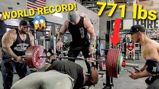 BENCH PRESS WORLD RECORD 771 LBS 350 KG  INCLUDES FULL WORKOUT [upl. by Fonseca]