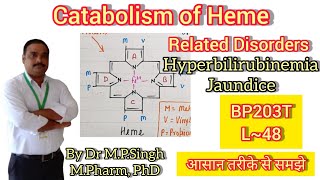 Catabolism of Heme  Hyperbilirubinemia amp Jaundice  Biochemistry  BP203T  L48 [upl. by Naimerej]