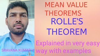 ROLLES THEOREM IN TELUGU statement and Problems [upl. by Frydman]