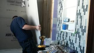 How to install DuraRock aka concrete board for tile shower surround [upl. by Anikahs341]