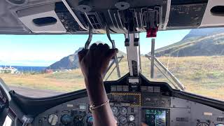 Winair Cockpit View Takeoff at Saba SABTNCS [upl. by Judd]