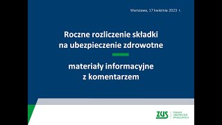 Roczne rozliczenie składki zdrowotnej webinar [upl. by Nerahs]