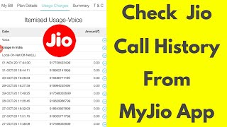 How To Get incoming and outgoing Call details in Myjio App  Check Your Jio Sim Call History [upl. by Barram]