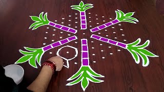 Dot Rangoli 11x6 middle dots  Bhogi Kundala Muggulu  Sankranthi Muggulu  Easy Pongal Pot [upl. by Garrick37]