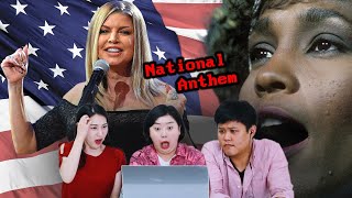 Koreans React To US National Anthem Performances Fergie Ariana Whitney ChristinaMarc Anthony [upl. by Ester]