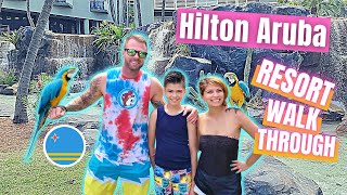 HILTON ARUBA RESORT AND ROOM TOUR [upl. by Anialad622]