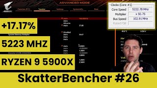 Ryzen 9 5900X Undervolt amp Overclock to 5223 MHz With X570S Aorus Master  SkatterBencher 26 [upl. by Amando]