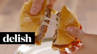 How To Make Pizza Burgers  Delish [upl. by Jobye]