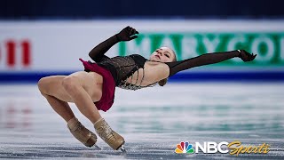 Trusova attempts five quads in valiant free skate vaults from 12th to podium at worlds  NBC Sports [upl. by Jenks]