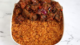 PERFECT JOLLOF RICE WITH PEPPERED BEEF [upl. by Bove]