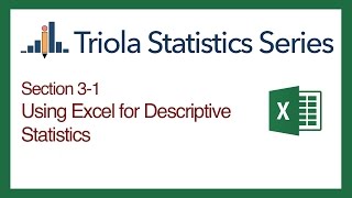 Excel Section 31 Using Excel for Descriptive Statistics [upl. by Litnahs]