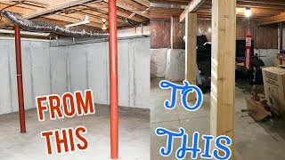 Easy method to cover up basement beams [upl. by Collar]