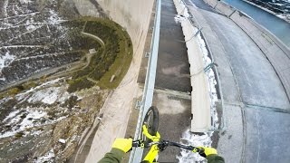 Riding a bike on a 200m high rail  Fabio Wibmer [upl. by Ejroj]