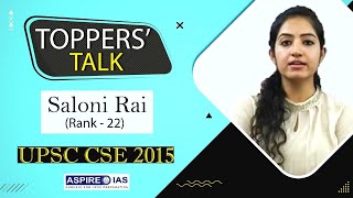 Saloni Rai  AIR 22  UPSC Toppers Talk  AspireIASofficial [upl. by Anavlis623]