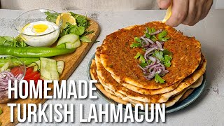 Turkish Lahmacun Recipe  Homemade Lamb Flatbreads [upl. by Ekram]