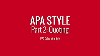 APA Style  Part 2 Quoting [upl. by Anegue]