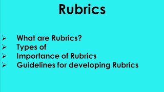 Rubrics for Assessment [upl. by Lauree306]