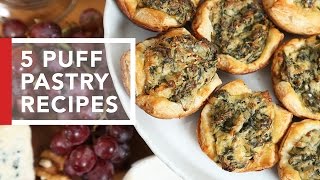 5 Puff Pastry Recipes  Quick amp Easy Appetizers [upl. by Ahsilahs]