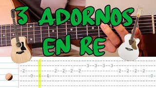 3 Adornos sencillos en Re para Requinto Campirano Sierreño  Guitarra Tutorial [upl. by Berky]