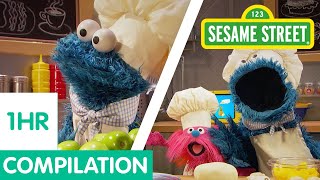 Sesame Street Cookie Monster Foodie Truck Compilation  1 Hour Long [upl. by Aleedis]