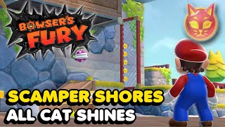 Bowsers Fury  Scamper Shores  All Cat Shine Locations Walkthrough [upl. by Orose]