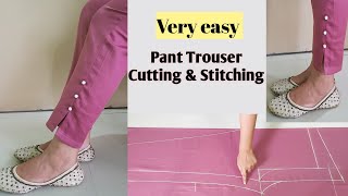 Very Easy Pant Trouser Cutting and StitchingPalazzo Pant Cutting and StitchingFor Beginners [upl. by Harobed730]