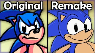 SONIC SEZ Original VS Redone  FNF Mods [upl. by Rondon]