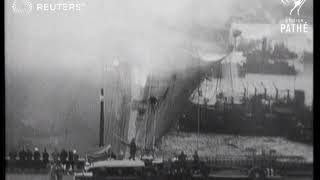 SS Normandie on fire 1942 [upl. by Sammons]