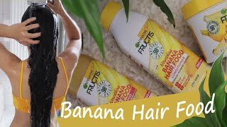 I TRIED GARNIER FRUCTIS BANANA HAIR FOOD Shampoo amp Conditioner 3in1 Hair Mask for dry hair  Review [upl. by Teague]