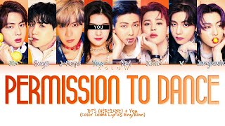 Karaoke BTS 방탄소년단 quotPERMISSION TO DANCEquot Color Coded Lyrics Eng 8 Members [upl. by Godding571]