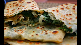 GOZLEME with Spinach  Turkish Flatbread Ready in 15 Minutes  Homemade Spinach Gozleme Recipe [upl. by Borlow]