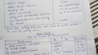 Preparation of cost sheet in per unit [upl. by Strickland]