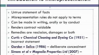 Misrepresentation Lecture 1 of 4 [upl. by Lizzy]