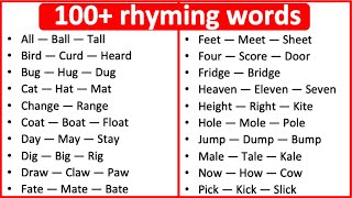 100 Rhyming Words  What are rhyming words  Learn with examples [upl. by Lhok512]