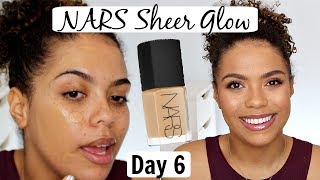 NARS Sheer Glow Foundation ReviewWear Test  12 DAYS OF FOUNDATION DAY 6 [upl. by Kelcie]