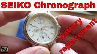 Seiko Chronograph battery replacement quartz movement 7T62 [upl. by Rednijar]