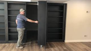 Custom Hidden DoorBookcase Secret Room  Mustang Woodworking [upl. by Madoc315]