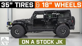 Stock JK Wrangler  35x125R18  18X9 Wheels  WampT Fitment [upl. by Senn]