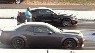 Dodge Demon vs Shelby GT500  drag race [upl. by Feldt]