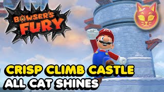 Bowsers Fury  Crisp Climb Castle  All Cat Shine Locations Walkthrough [upl. by Ellerad]