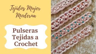 PULSERAS Tejidas a Crochet con Bisuteria [upl. by Enohpesrep]