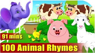 Top 100 Animal Rhymes in English [upl. by Elyag]